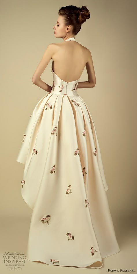 fadwa baalbaki spring 2017 couture sleeveless high low a line floral gown (4) bv train -- Fadwa Baalbaki Spring 2017 Couture Dresses Prom Dresses Halter Neck, Dresses Halter Neck, Prom Dresses Halter, Krikor Jabotian, Pearl Flowers, High Low Prom Dresses, Floral Gown, Formal Party Dress, Beauty Dress