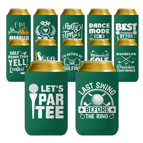 PRICES MAY VARY. 【GOLF THEMED BACHELOR PARTY FAVOR】- Pop Nordic golf bachelor party can cooler offer different patterns and funny quotes, ideal for make your friends to remember your special day, sharing funny & memorable party time 【PERFECT FIT ANY STANDARD 12OZ CAN 】- Can cooler sleeves measures approx. 5 inches/ 12.7 cm in height, 3.74 inches/ 9.5 cm in unfolded width. Whether you drink can soda & bottle drinks, these can sleeves will fit like a new glove 【HIGH-QUALITY NEOPRENE MATERIAL】- Dur Bachelor Golf Party, Golf Koozies, Golf Bachelor Party Ideas, Wedding Guest Gift Bags Hotels, Bachelor Party Ideas, Bachelor Party Themes, Bachelorette Party Food, Wedding Guest Gift Bag, Koozie Design