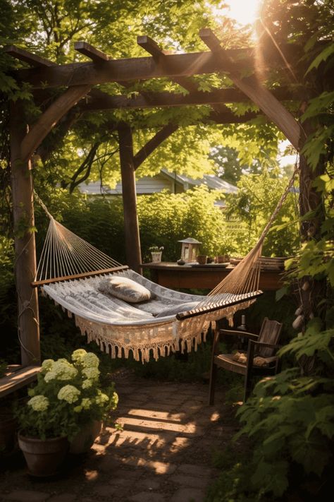 Romantic Yard Ideas, Bring The Outside In, Swings In Garden, Tree Swings For Adults, Enchanting Garden Ideas, Outside Reading Area, Backyard Inspiration Landscapes, Stone Garden Ideas, Wild Backyard