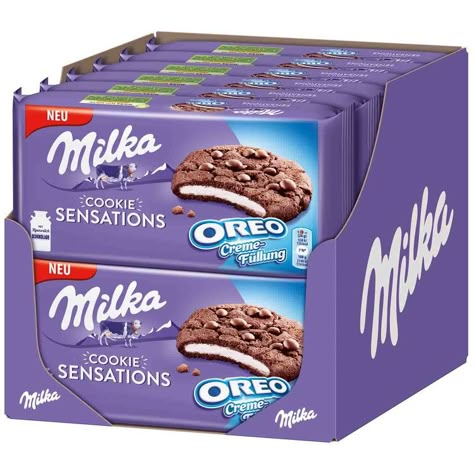 Milka Cookies, Cocoa Biscuits, Pringle Flavors, Makanan Cepat Saji, Vanilla Cream Filling, American Snacks, Dairy Desserts, Junk Food Snacks, Cream Filling