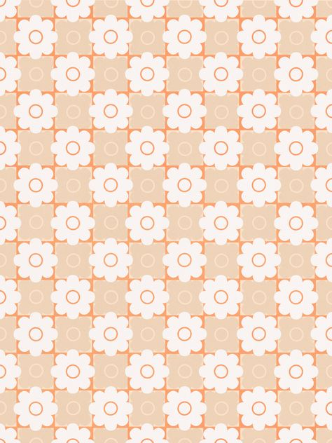 Orange and beige checkerboard pattern with white flowers. Follow me for more inspiration and check out my other retro pattern designs.🧡🤍 Checker Board, Checkerboard Pattern, Retro Pattern, Playing Card, Retro Prints, Lovely Colors, Chinese New Year, Color Inspiration, White Flowers