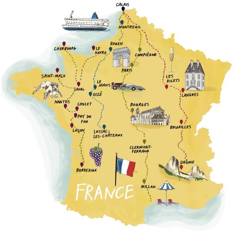 French leave: fun places to stay on four routes to the south of France | Travel | The Guardian Map Art Illustration, Cool Hotels, France Travel Guide, Glamping Site, France Map, In Season Produce, The South Of France, Illustrated Map, France Travel