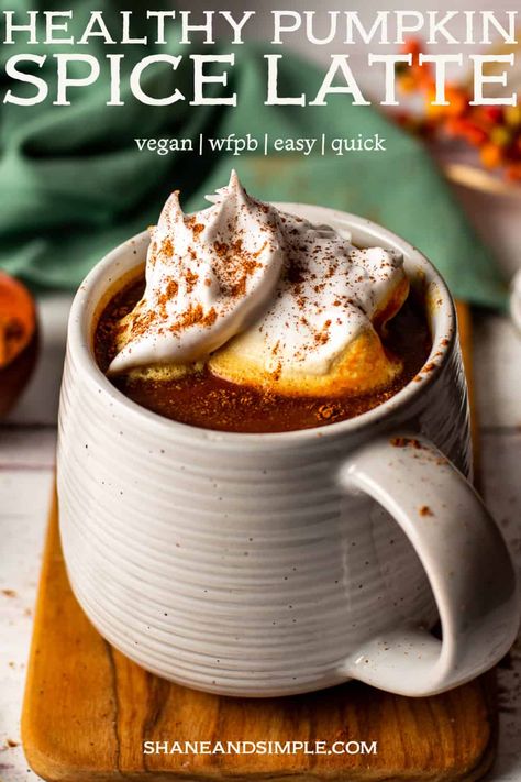 Vegan Pumpkin Spice Latte (Quick and Easy) - Shane & Simple Vegan Pumpkin Spice Latte, Healthy Pumpkin Spice Latte, Homemade Cashew Milk, Pumpkin Pie Spice Mix, Vegan Pumpkin Spice, Pumpkin Spiced Latte Recipe, Vegan Whipped Cream, Pumpkin Pie Mix, Animal Based