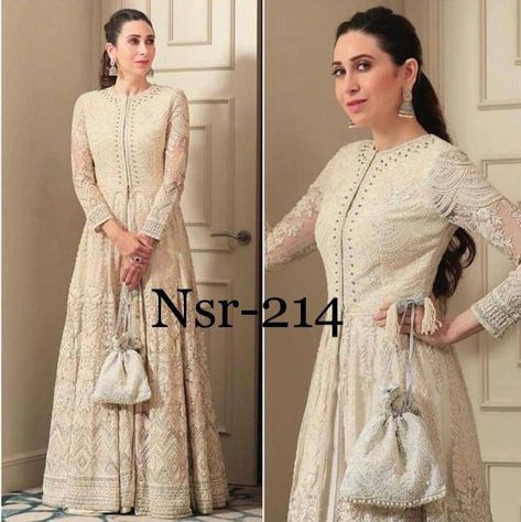 Ivory Anarkali, Chania Choli, Lehenga Indian, Yellow Wedding Dress, Karishma Kapoor, Indian Dresses For Women, Indian Suit, Designer Gown, Indian Party Wear