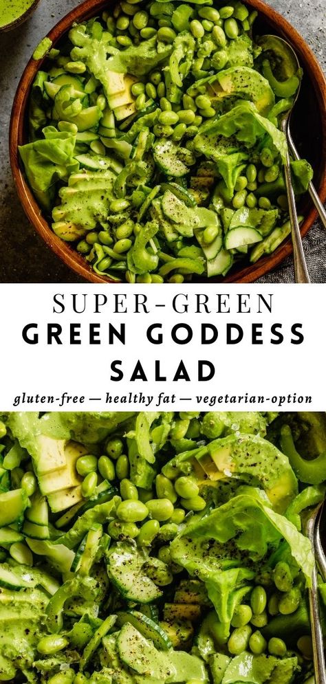 Green Goddess Salad Recipe, Green Goddess Salad Dressing, Green Goddess Salad, Goddess Salad, Edamame Salad, Goddess Dressing, Green Salad Recipes, Green Goddess Dressing, Mango Recipes