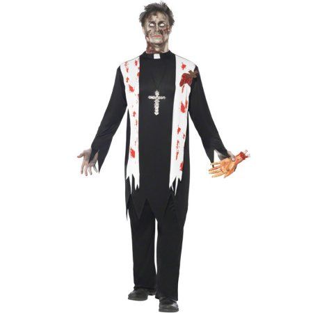 Eerie Zombie Costumes for Men to wear this Halloween - Outfit Ideas HQ Zombie Priest, Priest Halloween Costume, Priest Halloween, Zombie Make Up, Zombie Dress, Pelottava Halloween, Priest Costume, Fairy Halloween Costumes, Zombie Costume