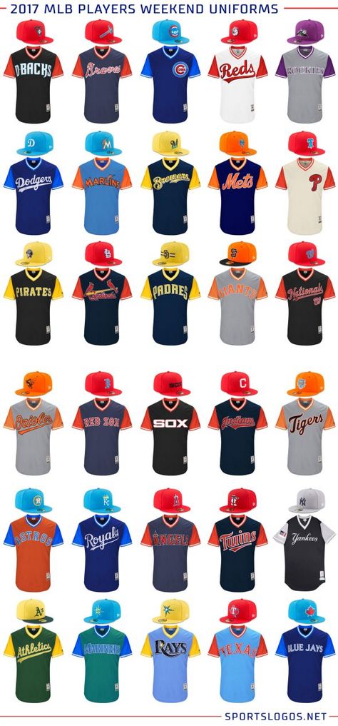 Like A Rainbow: MLB Announces Bright, Colourful Players Weekend | Chris Creamer's SportsLogos.Net News and Blog : New Logos and New Uniforms news, photos, and rumours Youth Baseball Uniforms, Mlb Uniforms, Cardinals Players, Red Sox Jersey, Mlb The Show, Jersey Ideas, Mlb Team Logos, Mlb Jersey, Mlb Logos