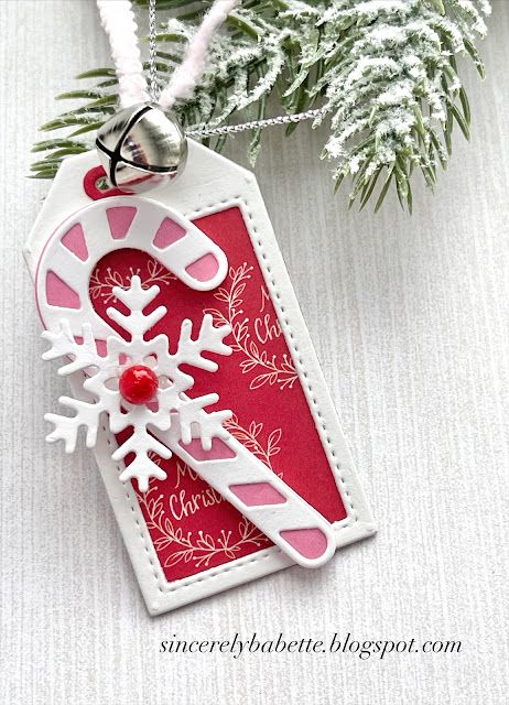 Sincerely, Babette: Snowflake Candy Cane Tags Xmas Cards Handmade Diy Christmas Gift Tags, Candy Cane Gift Tags, Candy Cane Tags, Xmas Cards Handmade, Pink Christmas Cards, Tags Stampin Up, Homemade Gift Tags, Snowflake Gift Tags, Snowman Tags