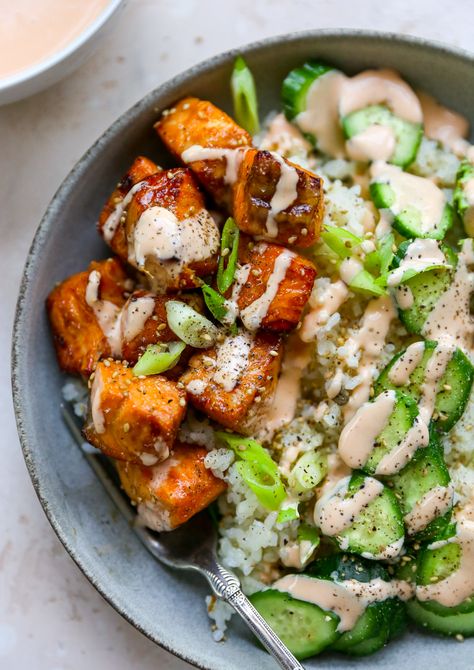 Air Fryer Sticky Salmon Bowls - Yes to Yolks Sticky Salmon, Wegovy Diet, Help With Inflammation, Salmon Bowls, Bbq Salmon, Salmon Poke, Salmon Rice Bowl, Salmon Bowl, Sushi Bowl