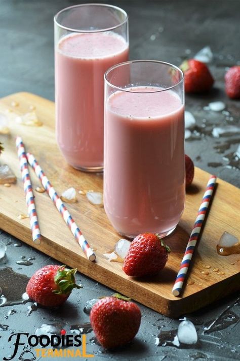 Check out this easy strawberry lassi recipe made with homemade yogurt. This healthy strawberry lassi tastes delicious, fruity & can be lovely drink to enjoy throughout the year. Learn how to make strawberry lassi recipe at home with fresh strawberries & creamy yogurt. Check out the mini Video. For such easy recipe visit foodiesterminal.com #strawberrylassirecipe #strawberrylassiwithyogurt #howtomakestrawberrylassi #summerstrawberrylassi #homemadesummerdrinks #indianbeverage #foodiesterminal Yogurt Drink Recipe, Strawberry Drink Recipes, Homemade Summer Drinks, Strawberry Lassi, Lassi Recipe, Yogurt Drink, Fresh Strawberry Recipes, Lassi Recipes, Indian Drinks