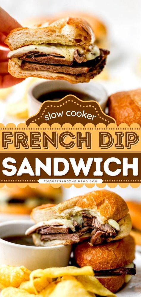 Slow Cooker French Dip Sandwich, best crockpot recipes, hearty slow cooker recipes Beef On A Bun, Au Jus Sauce, Jus Sauce, Tender Chuck Roast, Slow Cooker French Dip, Tender Roast Beef, Slow Cooker Roast Beef, On A Bun, Beef Dip