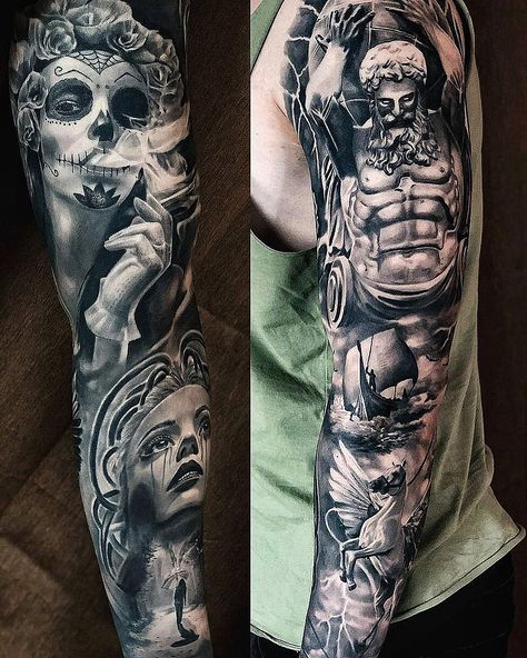 Atlas Sleeve Tattoo, Atlas Shoulder Tattoo, Atlas Tattoo Design, Caduceus Tattoo, Herren Hand Tattoos, Gladiator Tattoo, Atlas Tattoo, Aquarius Tattoo, Skull Sleeve Tattoos