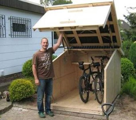 Cykelförråd Bike Storage Garage, Diy Projects Plans, Bicycle Storage, Storage Shed Plans, Garage Shed, Bike Shed, Diy Shed, Building A Shed, Bike Storage