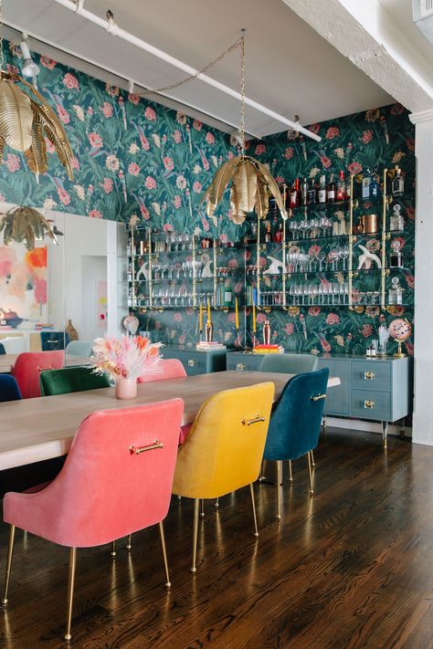 It's All Elegant, Colorful and Feminine in RachMartino's Brooklyn Loft - Rach Martino Rachel Martino Loft, Feminine Loft Apartment, Girly Loft Apartment, Colorful Loft, Rach Martino, Brooklyn Loft, Tiny Living Space, Vibrant Living Room, Apartment Loft