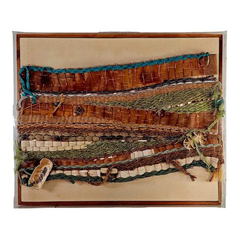 Heidi Wetzel 3d Woven Collage Sculptural Handmade Textile Art | Chairish Textile Art Painting, Woven Paper Art, Couching Embroidery, Textile Samples, 3d Abstract Art, Wool Sculpture, Decay Art, Textile Art Techniques, Fiber Wall Hanging