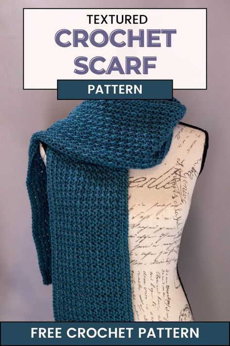 Textured Crochet Scarf Pattern Scarf Styles Crochet, Solid Crochet Scarf, Crochet Long Scarf Pattern Free, Free Scarf Patterns, Quick Crochet Scarf, Textured Crochet Scarf, Super Bulky Yarn Patterns Crochet, Crochet Patterns For Scarves, Super Bulky Yarn Patterns