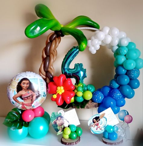 Moana Balloon Bouquet, Moana Balloon Garland, Moana Balloon Arch, Moana Balloons, Balloon Hula Hoop, Moana 1st Birthday, Moana Birthday Party Theme, Balloon Table Centerpieces, Balloon Tower