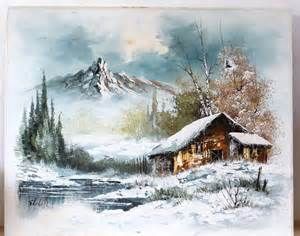 Cabin In Winter, Winter Oil Painting, Bob Ross Paintings, Barn Painting, Winter Watercolor, Cottage Art, Landscape Art Painting, Winter Painting, A Cabin