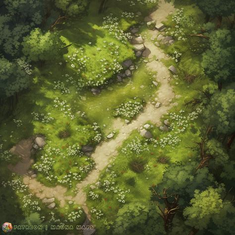 Clearing In The Woods, Nature Games, Forest Map, Fantasy City Map, Dnd World Map, Fantasy World Map, Tabletop Rpg Maps, Dnd Maps, Terrain Map