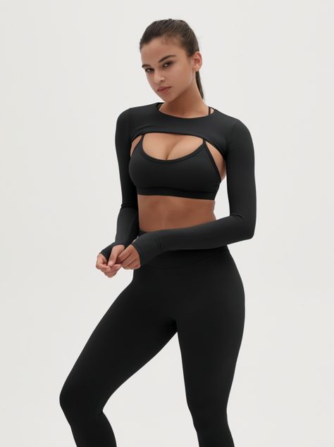 Long Sleeve Super Crop Top, Crop Sports Top, Pilates Fashion, Ladies Gym Wear, Dance Fits, Shifting Closet, Spandex Crop Top, Super Crop Top, Gym Wardrobe