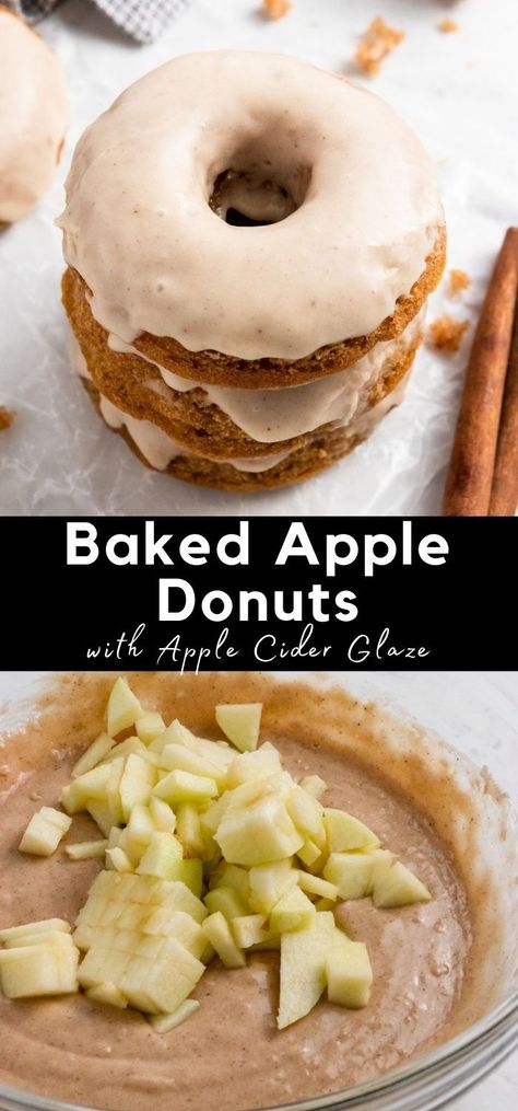 Apple Cinnamon Donuts Baked, Apple Cinnamon Bagel Recipe, Baked Apple Donuts With Donut Pan, Apple Cake Donut Recipe, Baked Apple Cinnamon Donut Recipe, Baked Apple Doughnut Recipes, Healthy Apple Donuts Recipe, Apple Donuts For Kids, Fall Baked Donut Recipes