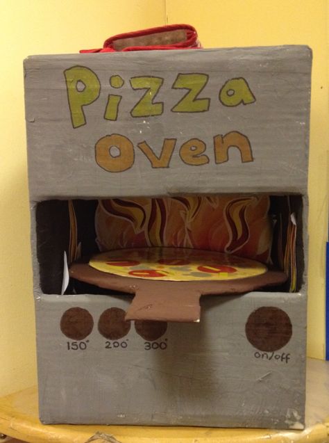 Pizza oven role play early years eyfs Pizza Role Play, Daycare Room Themes, Play Pizza Shop, Dramatic Play Themes, Diy Construction, Role Play Areas, Prop Box, Restaurant Themes, Dramatic Play Preschool