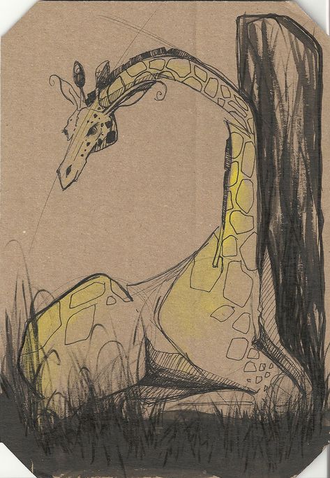 Cardboard Giraffe, Giraffe Drawing, Giraffe Illustration, Journal Entry, Animal Artwork, Arte Sketchbook, Animals Artwork, Animal Sketches, Sketchbook Inspiration