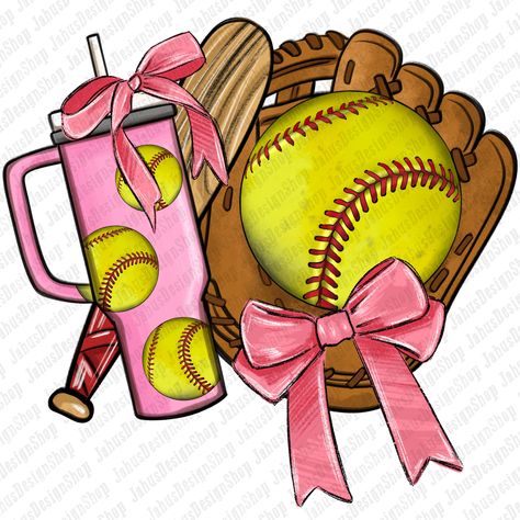 Cute Softball Backgrounds, Softball Graphics, Pink Sublimation Print Design For Sports, Cute Softball Quotes, Softball Digital Backgrounds, Softball Sublimation Designs, Softball Svg, Game Png, Softball Pictures