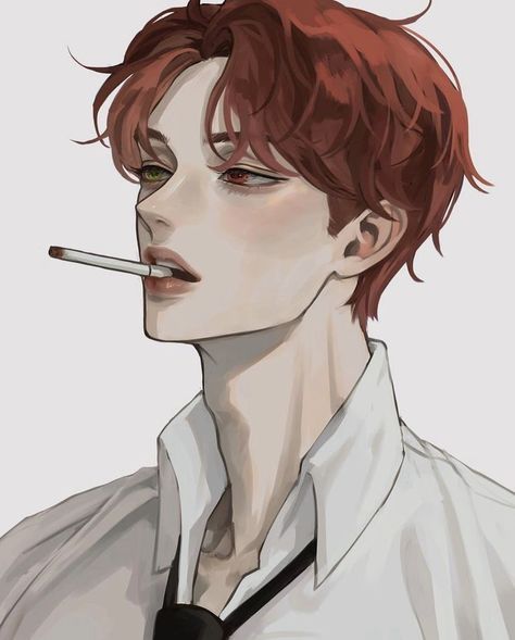 Red Hair Anime Guy, Anime Red Hair, Red Hair Men, Boy Drawing, Dark Anime Guys, Cool Anime Guys, Guy Drawing, Digital Art Anime