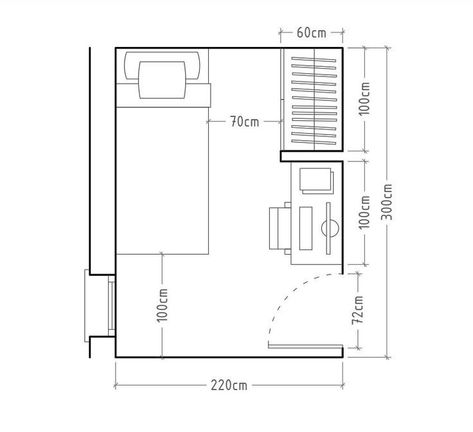 Bedroom Dimensions Plans, Bedroom Dimensions Layout, Bedroom Layout Design, Space Saving Furniture Bedroom, Small Bedroom Layout, Interior Architecture Drawing, Modern Small House Design, Plans Architecture, Bunk Bed Designs