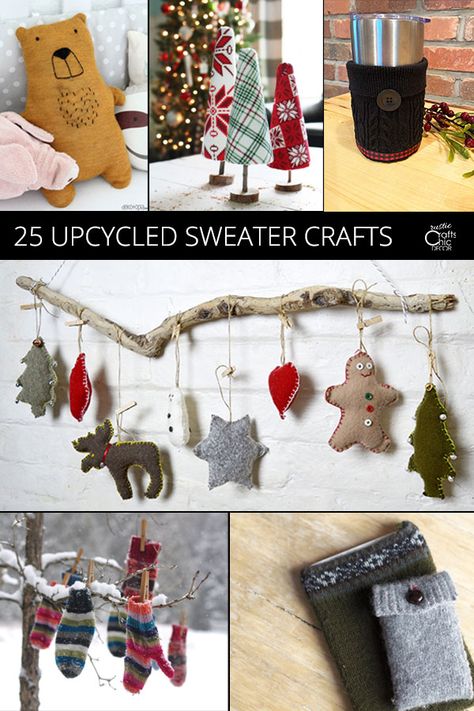 What To Do With Old Sweaters - Rustic Crafts & DIY Old Sweater Crafts, Sweater Crafts, Wine Bottle Sleeves, Wool Coasters, Rustic Decorating, Wine Bottle Gift Bag, Diy Sweater, Sweater Ideas, Recycled Sweaters