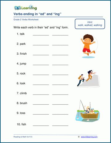 Verbs ending in 'ed' or 'ing' worksheets | K5 Learning Ed Verbs Worksheet, Ed Worksheets, Inflectional Endings, Homeschool Transcripts, Preposition Worksheets, Worksheets For Class 1, Good Study Habits, English Grammar Exercises, Learning Reading