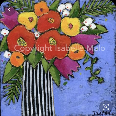 Flowers In Vase, Abstract Flower Painting, Paintings I Love, Flower Paintings, Painting Flowers, Folk Art Painting, Flower Art Painting, Mini Paintings, Art Painting Acrylic