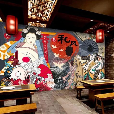 Japanese Self-adhesive Wallpaper | Japanese Cuisine Restaurant | Restaurant Background - Wallpapers - Aliexpress Wallpaper Japanese, Restaurant Background, Shoyu Ramen, Cheap Wallpaper, Sushi Restaurant, Custom Murals, Media Design Graphics, Diy Crafts Room, Food Wallpaper