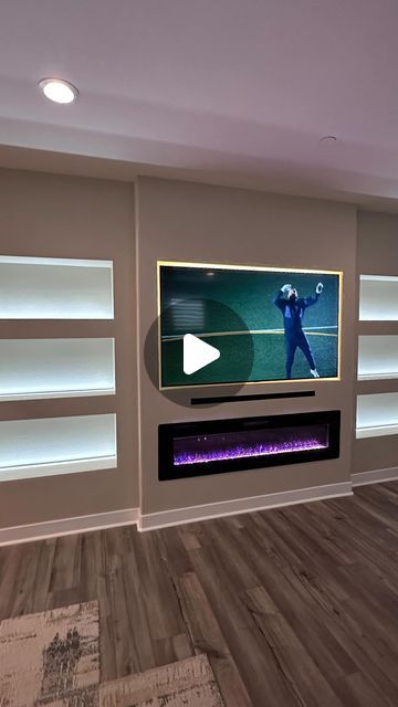 Modern Media Wall Living Room, Built A Fireplace, Quartz Fireplace Wall With Tv, Cabinet On Side Of Fireplace, Media Wall Ideas With Electric Fireplace, Built In Tv Wall Unit With Fireplace Shelving, How To Build Fireplace Tv Wall Modern, Custom Tv Wall Unit With Fireplace, Diy Tv Media Wall