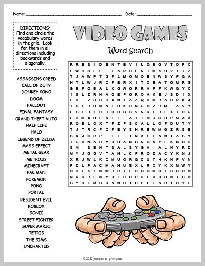 Free Printable Video Games Word Search Video Game Printables Free, Middle School Word Search Free Printable, Video Game Word Search, Fun Worksheets For Teens, Free Printable Games For Teens, Wordsearches For Adults Free Printable, Wordsearches For Kids Free Printable, Adult Word Search Printables, Free Word Search Printables