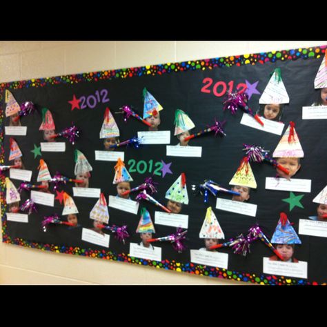 New year bulletin board Chinese New Year Bulletin Board, New Year Bulletin Board Ideas, New Years Bulletin Board, February Classroom Activities, New Year Bulletin Board, Kindergarten Bulletin Boards, January Bulletin Boards, January Activities, Bulletin Boards Classroom Decor