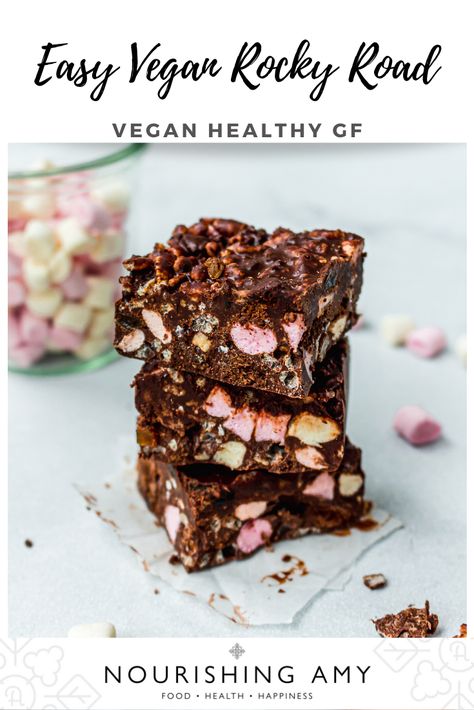 Healthy Rocky Road, Vegan Rocky Road, Gluten Free Pumpkin Bars, Rocky Road Bars, Rocky Road Recipe, Gluten Free Lemon Bars, Vegan Chocolate Recipes, Easy Vegan Dessert, Birthday Baking