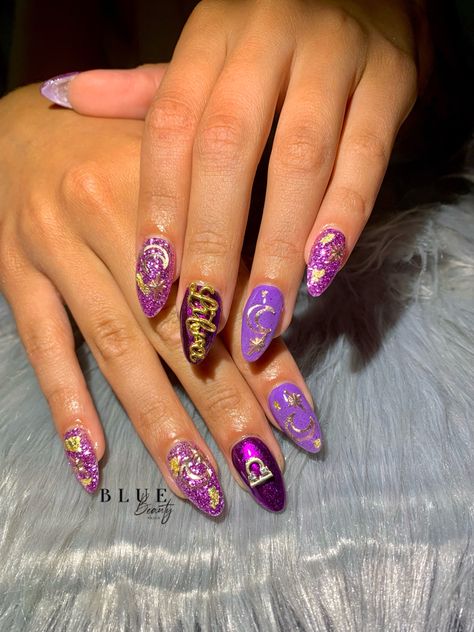 Libra Zodiac Sign Nail Art, Libra Zodiac Nails Design, Leo Zodiac Nails, Libra Nails Design, Libra Birthday Nails, Libra Nails, Zodiac Nail Designs, Zodiac Nails, Birthday Nail Art