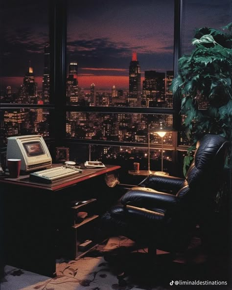 80s City Aesthetic, 80s Penthouse Aesthetic, 80s Rich Aesthetic, Nyc Penthouse Aesthetic, Cyberpunk House Interior, 80s Apartment Aesthetic, 80s Penthouse, 80s Apartment, Cyberpunk House