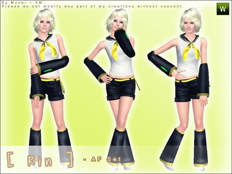 Screaming Mustard's [ Rin ] - AF Set The Sims 4 Vocaloid Cc, Vocaloid Sims 4 Cc, Sims 4 Vocaloid Cc, Sims 4 Cc Arm Warmers, Sims3 Cc, Cc Packs, Ts3 Cc, Sims 3 Mods, Sims 4 Anime