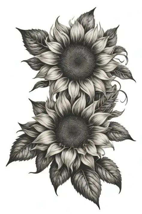 Men’s Sunflower Tattoo, Dark Sunflower Tattoo Cover Up, Goth Sunflower Tattoo, Two Sunflowers Tattoo, Dark Sunflower Tattoo, Sun Flower Tattoos, Realistic Sunflower Tattoo, Black And Gray Flower Tattoo, White Sunflower Tattoo