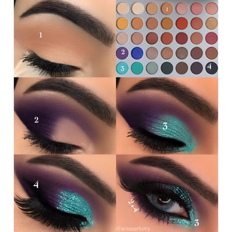 Follow 𝓐𝓷𝓲𝓼𝓪💋 on Instagram Machiaj Smokey Eyes, Make Up Diy, Make Up Designs, Smink Inspiration, Hooded Eye Makeup, Eye Makeup Steps, Makijaż Smokey Eye, Makeup Step By Step, Colorful Eye Makeup