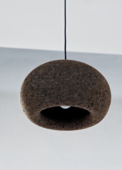 With their stunningly bulbous shape, the Wiid cork pendants are a striking combination of modern design and natural materials. Manufactured in Cape Town from 100% organic cork, this particular grade of cork is manufactured from recycled cork particles and is produced industrially without the use of additives and requir Cork Sculpture, Steel Bar Stools, Chandelier Ideas, Chic Lighting, Natural Aesthetic, Modern Houses Interior, White Concrete, Eco Chic, Energy Consumption