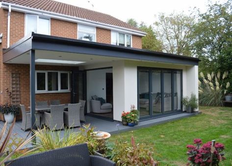 Small Orangery Extension, Glass Bifold Door, Small Orangery, Orangery Extension Kitchen, House Extension Ideas, Modern Conservatory Extension, Small House Extensions, Modern Conservatory, Conservatory Extension