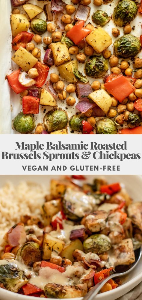 Fall Sheet Pan Dinners Vegetarian, Chickpea Sheet Pan Dinner, Brussel Sprout Dinner Recipes, Brussel Sprout Recipes Vegan, Vegan Winter Meals, Chickpea Plant, Vegan Sheet Pan, Vegan Journey, Ms Diet