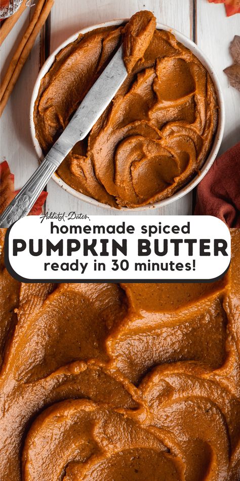 Homemade Spiced Pumpkin Butter Homemade Pumpkin Butter, Pumpkin Spread, Pumpkin Butter Recipe, Vegan Chocolate Recipes, Vegan Cookies Recipes, Vegan Caramel, Vegan Cake Recipes, Pumpkin Butter, Spiced Pumpkin