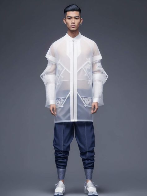 Futuristic Mens Fashion, Futuristic Clothing Men, Futuristic Fashion Male, Modern Barong, Futuristic Streetwear, Futuristic Costume, Fashion Sketches Men, Bald Men Style, Sci Fi Fashion