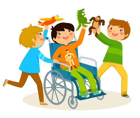 Playing in a wheelchair. Boy in wheelchair playing with his friends #Sponsored , #AD, #Ad, #wheelchair, #playing, #Boy, #Playing Book Background, Kids Vector, Kids Clipart, Cat Cards, School Decorations, Cartoon Kids, Wheelchair, Vintage Dolls, Cute Illustration