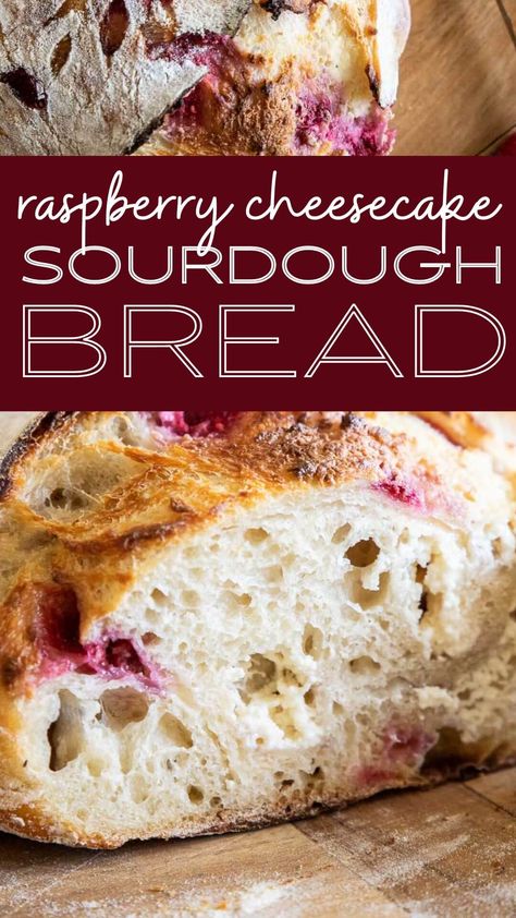 Make this amazing raspberry cheesecake sourdough bread using my sourdough bread recipe and the cheesecake filling and raspberries are perfectly balanced in this bread. It is a sweet sourdough bread treat elevating simple bread to something even better! Sweet Sourdough Bread, Recipe Using Sourdough Starter, Simple Bread, Sourdough Starter Discard Recipe, Homemade Sourdough Bread, Sourdough Starter Recipe, Cheesecake Filling, Sourdough Baking, Sourdough Bread Recipe